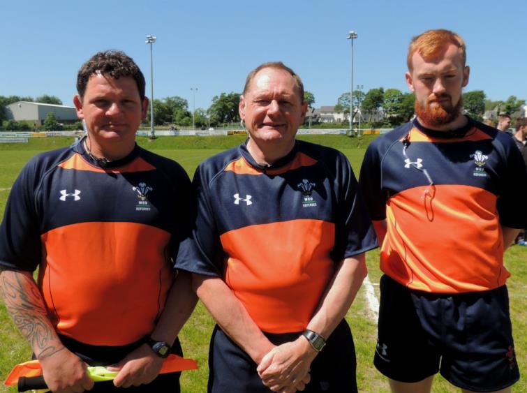 Match officials Jason Summers, Charlie Watts and Sion Edwards